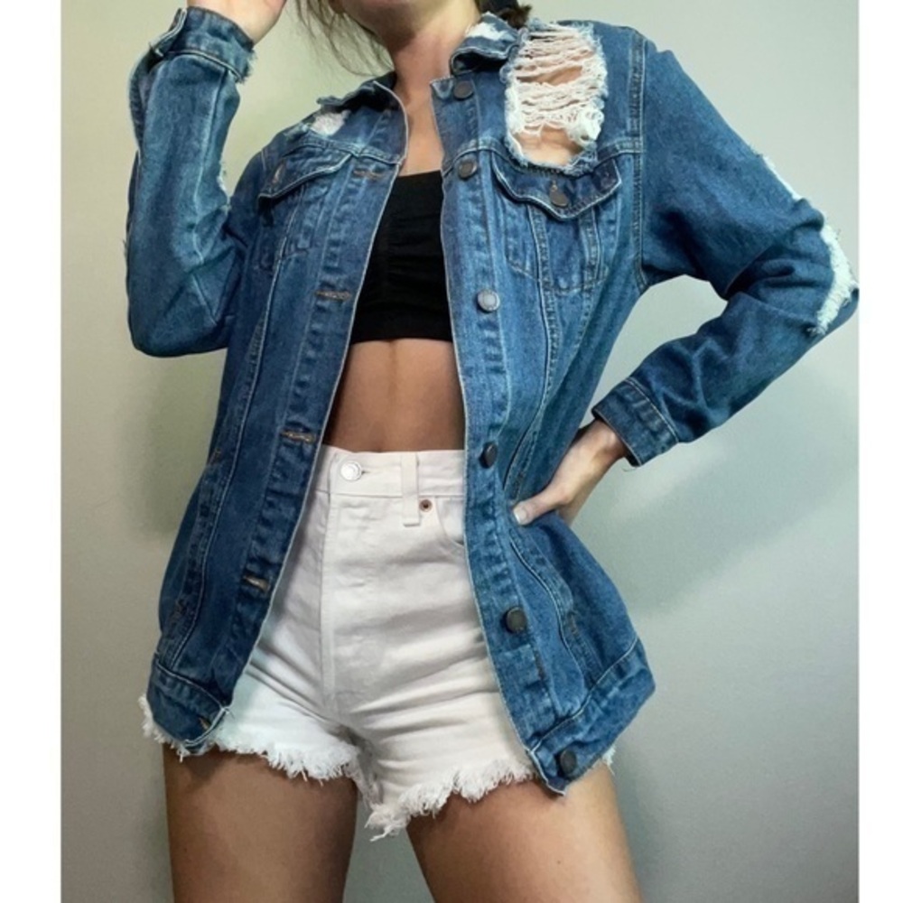 Boom Boom Jeans Distressed Jean Jacket
